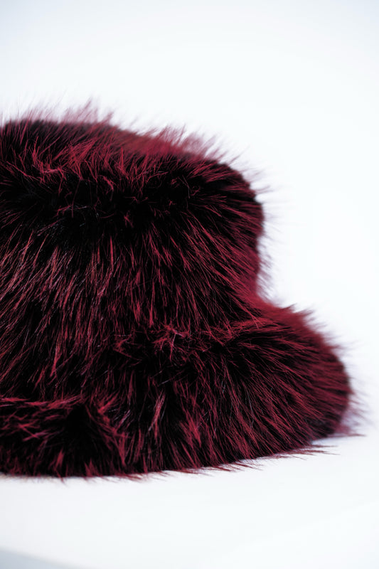 Fur Bucket Hat in Rosa
