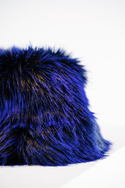 Fur Bucket Hat in Cobalt