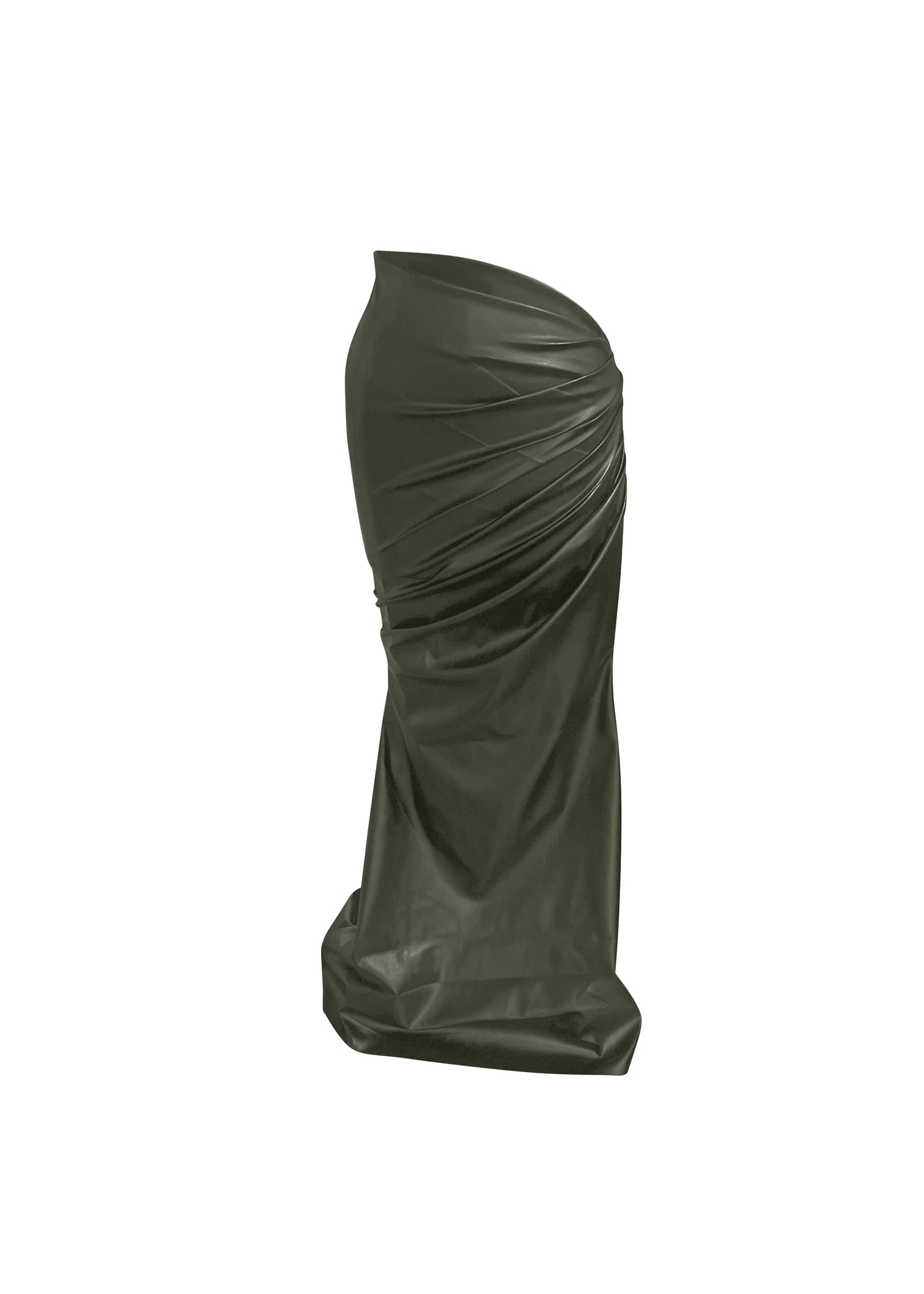 Sage Draped Leather Maxi Skirt