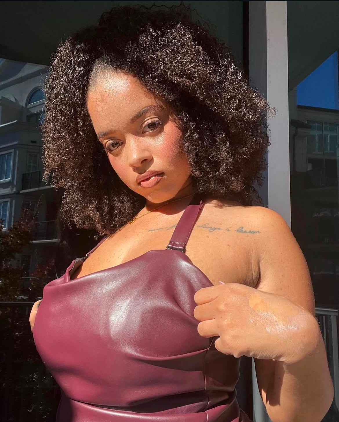 Sepia Draped Leather Corset Top (SAMPLE)