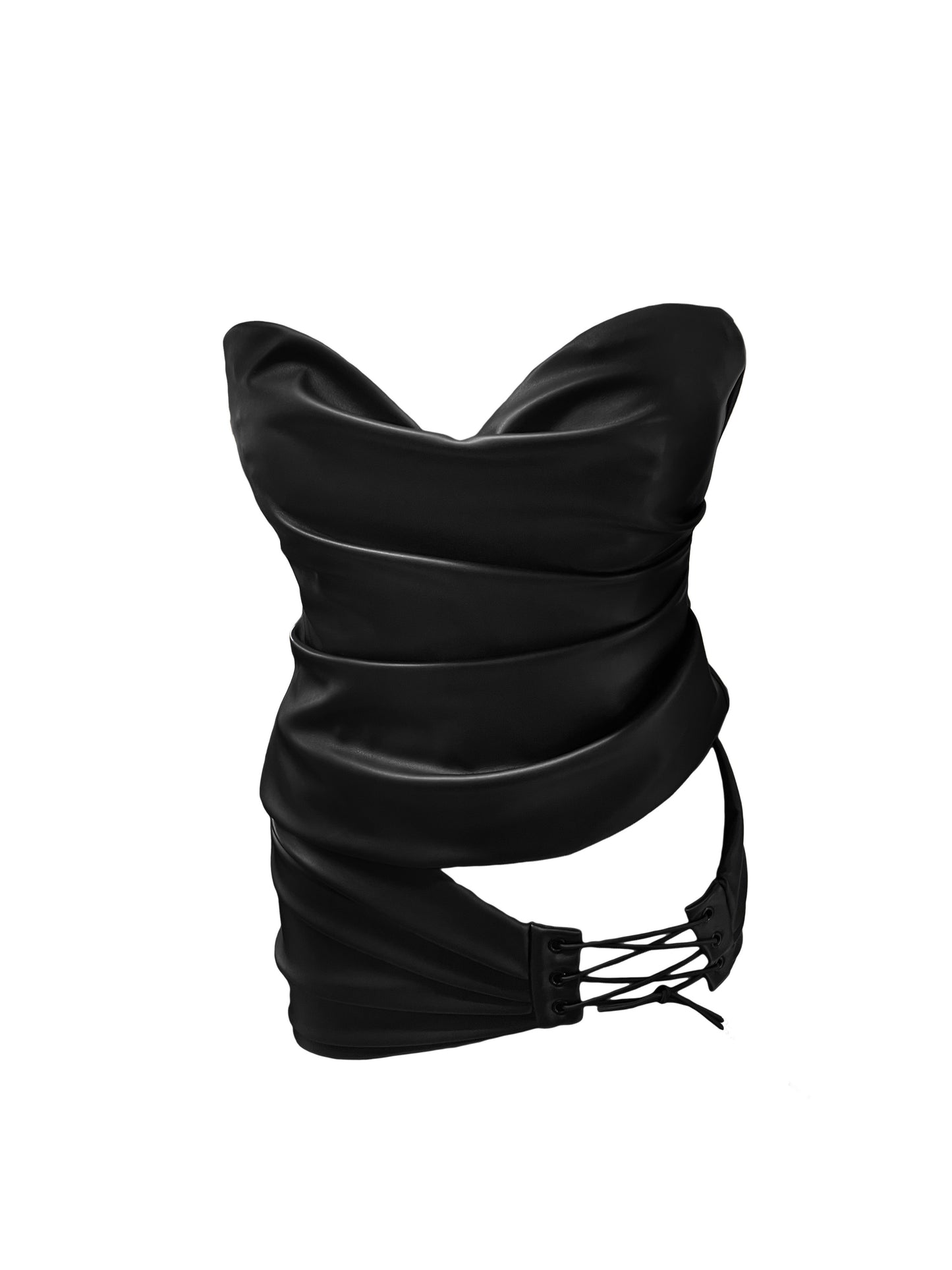 Carbon Draped Leather Mini Skirt