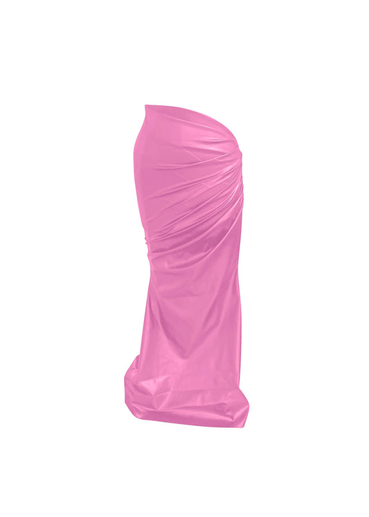 Leather Maxi Skirt in Doll Pink