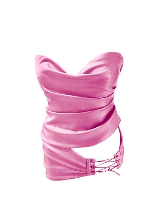 Leather Mini Skirt in Doll Pink