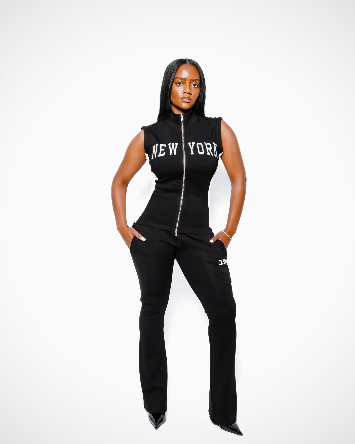 New York Embroidery Knit Jacket in Licorice