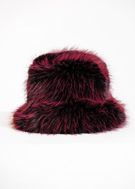 Fur Bucket Hat in Rosa