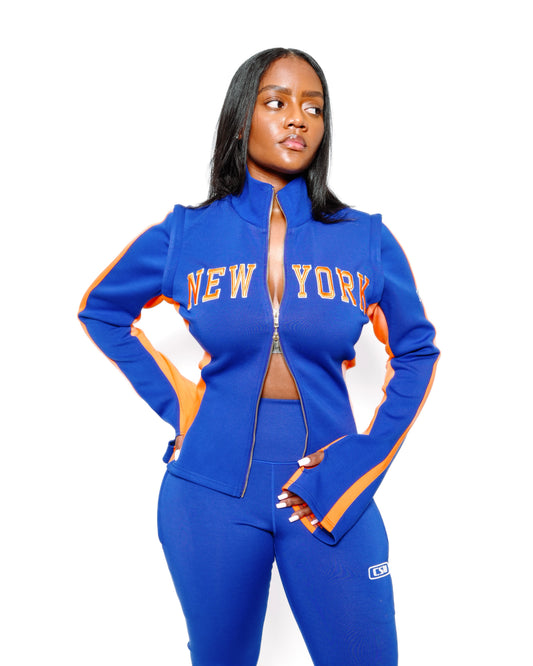New York Embroidery Knit Jacket in Cobalt (Limited-Edition)