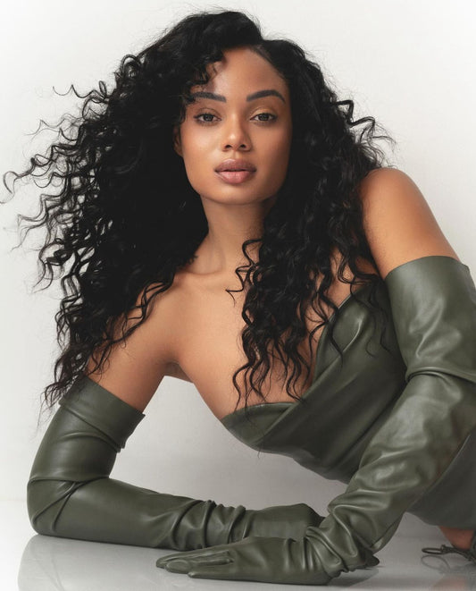 Leather Opera Gloves in Sage