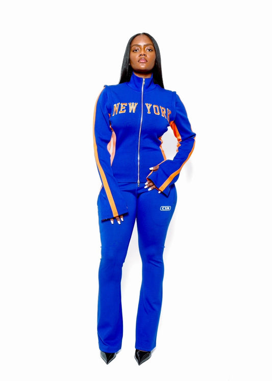 Flared Knit Pant in Cobalt Blue