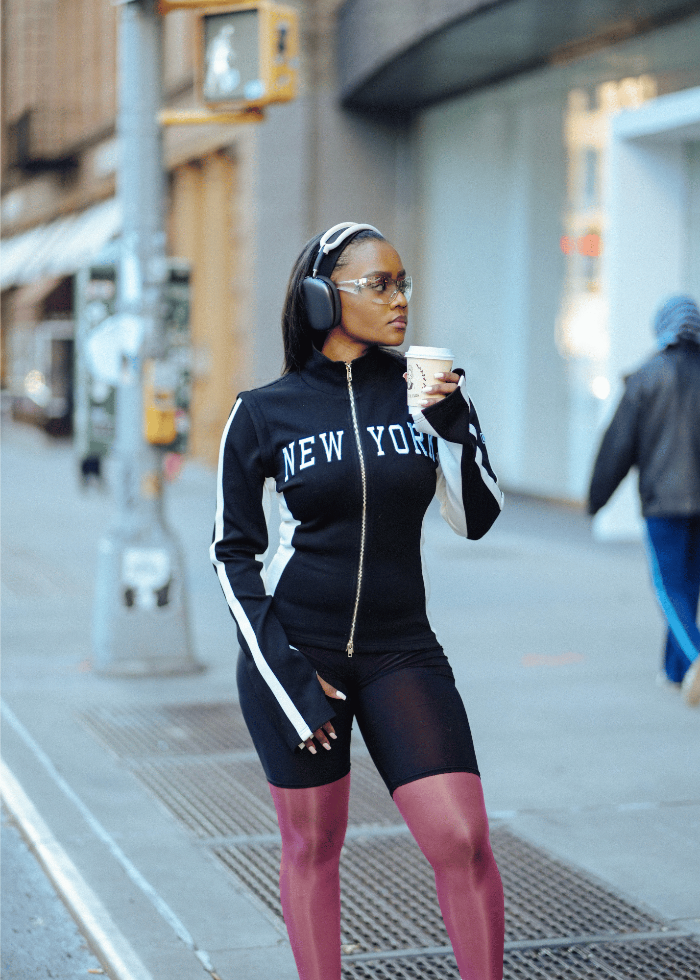 New York Embroidery Knit Jacket in Black