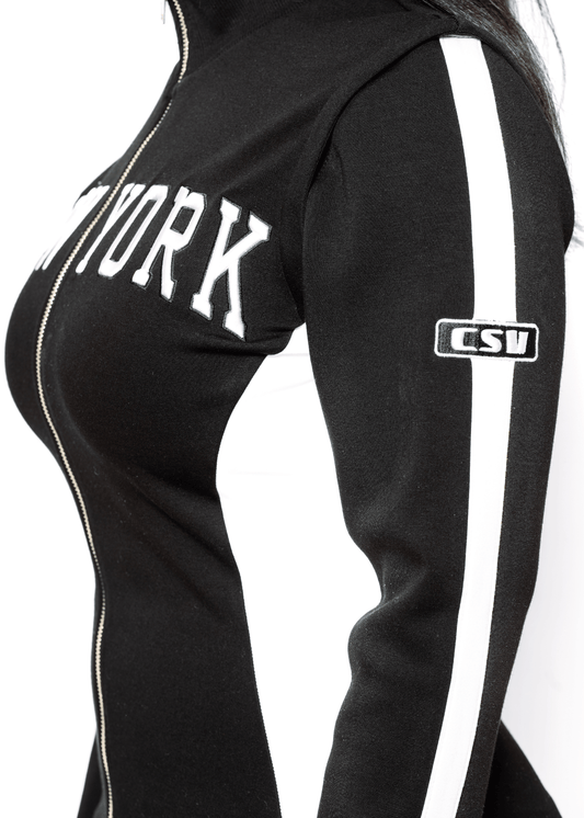 New York Embroidery Knit Jacket in Black