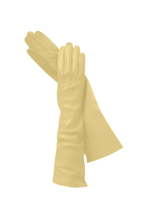 Leather Opera Gloves in Lemon