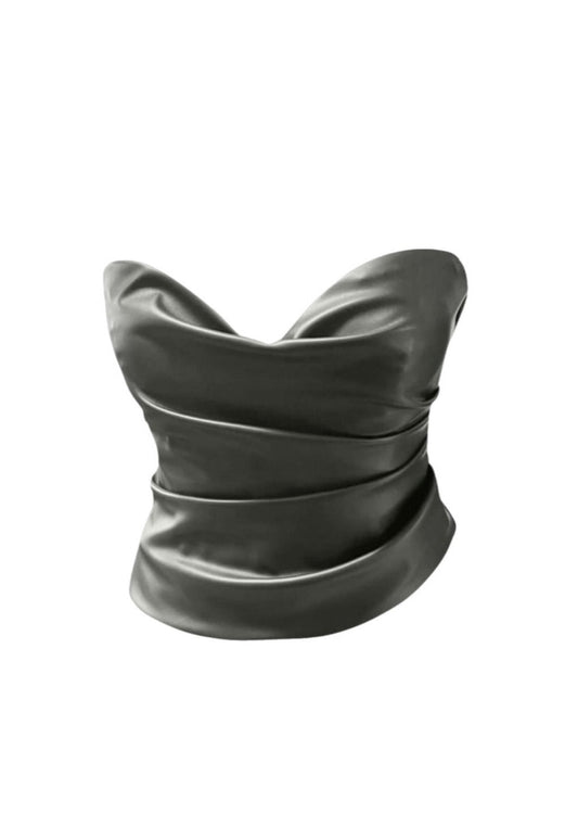 Green leather corset