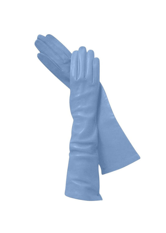 Leather Opera Gloves in Bby Blu